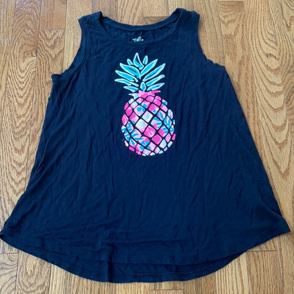 Black justice tank top w/ glitter pineapple